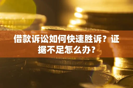 武汉借款诉讼如何快速胜诉？证据不足怎么办？